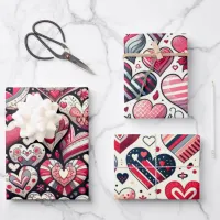 Delightful Array of Hearts Valentine's Day Wrapping Paper Sheets