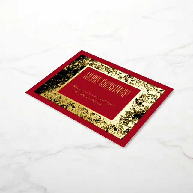 Merry Christmas red gold and black Foil Holiday Postcard