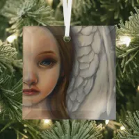 Sweet Angel Girl  Glass Ornament