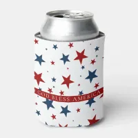God Bless America Patriotic Stars Pattern Can Cooler