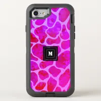 Purple and Pink Leopard Print Monogram  OtterBox Defender iPhone SE/8/7 Case