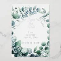 Modern Spring Flowers Foil Invitation