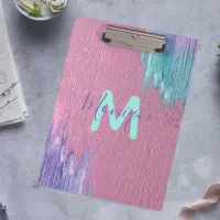 Fancy Modern Glam Pink Purple Teal Paint Strokes Clipboard