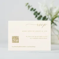 Soft Romantic Cream and Gold Wedding QR Code RSVP Card