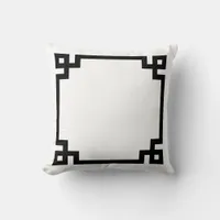 Black Greek Key Border Throw Pillow