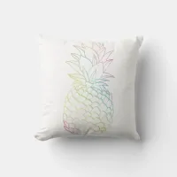 Girly Chic Tropical Pineapple Rainbow Ombre Throw Pillow