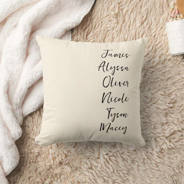 Script Kids Names | Personalized Family Names Throw Pillow