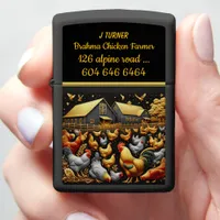 Morning on the Farm With Lively Leghorn Chickens Zippo Lighter