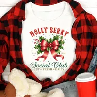 Holly Berry Social Club Christmas Bow Coquette Tri-Blend Shirt