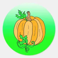 Halloween Pumpkin Lime Green Autumn Seasonal Classic Round Sticker