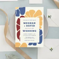 Retro Groovy Boho Chic Floral Wedding Invitation