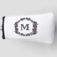 Elegant Purple and Silver Framed Monogram  Golf Head Cover