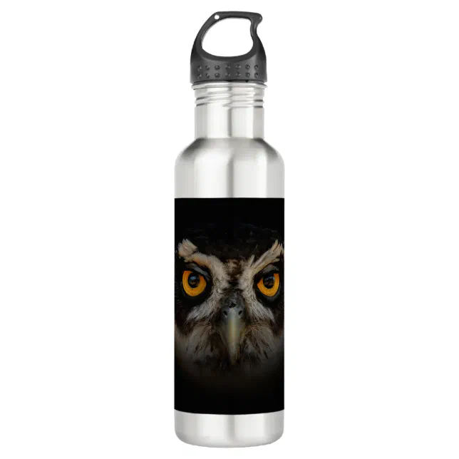 Mesmerizing Golden Eyes of a Spectacled Owl Stainless Steel Water Bottle