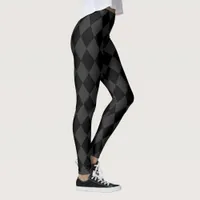 Gray and Black Harlequin Pattern Leggings