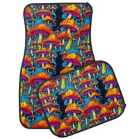 Psychedelic Retro Trippy Mushrooms Car Floor Mat