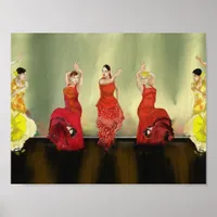 Girls Dancing Flamenco on Stage Art Print