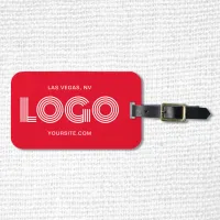 Red and White Modern Rectangular Logo Luggage Tag