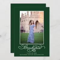 Green Elegant Typography Graduation Photo Announcement