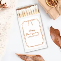 Elegant Thanksgiving Burnt Orange Simple Chic  Bow Matchboxes