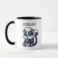 Cute Kawaii Skunk with Bubble Tea Personalized Mug