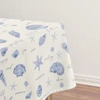 Shells Starfish Sun Fun Text Blue ID918  Tablecloth