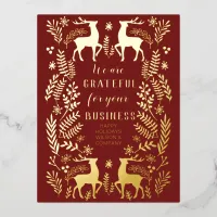 Red Scandinavian Nordic Reindeer Business  Foil Holiday Postcard