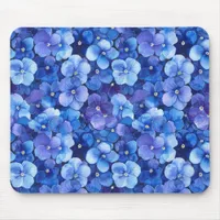 Watercolor Style Pansies Blue Purple Floral Print Mouse Pad