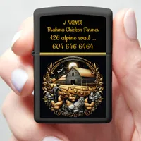 Golden Sunrise Over a Brahma Chicken Farm Scene Zippo Lighter