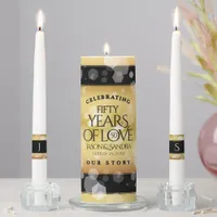 Elegant 50th Golden Wedding Anniversary Unity Candle Set