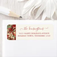 Elegant Holiday Poinsettia Christmas Address Label