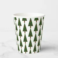 Simple Shapes Christmas Trees on White Paper Cups