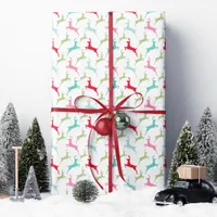 Multicolor Jumping Deer Christmas Wrapping Paper