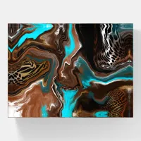 Brown and Blue Marble Fluid Art    Paperweight