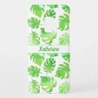 Tropical Green Watercolor Leaves Pattern Name Case-Mate Samsung Galaxy S9 Case