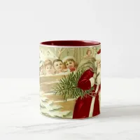 Vintage Kids Watching Santa Mug