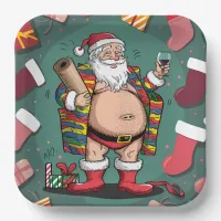 Cute funny father christmas paper plates