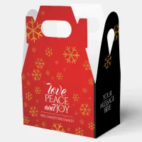 Festive Red Love, Peace, and Joy with Snowflakes Favor Boxes