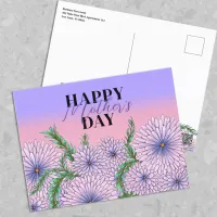 Pink Purple Flowers and Green Leaves Mother's Day Postcard