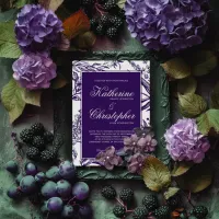 Elegant Vintage Dark Purple Botanical Wedding Invitation