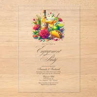 Transparent Mexican Fiesta Engagement Party Acrylic Invitations