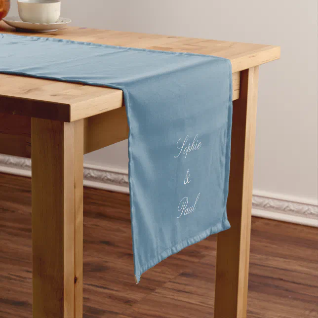 Elegant Dusty Blue Wedding Table Runner