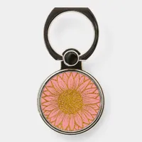 Pink and Gold Girly Glitter Sunflower Floral Phone Ring Stand