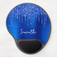 Dripping Royal Blue Glitter Glam Name Gel Mouse Pad