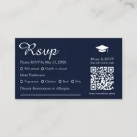 Modern Navy Blue QR Menu Choice Graduation RSVP