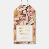 Pink Gold Christmas Merry Pattern#22 ID1009 Gift Tags