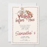 Vegas Before Vows Casino Lucky Modern Bachelorette Invitation