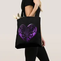 Filigree Goth Purple Heart Tote Bag