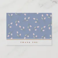 Elegant Dusty Blue Floral Business Thank You Card