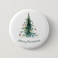 Minimalist Watercolor Christmas Tree Button