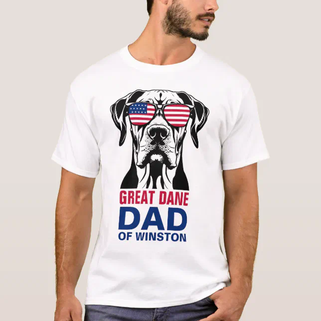 Great Dane Dad 4th of July American Flag T-Shirt